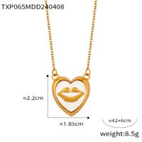 304 Stainless Steel Artificial Pearl 18K Gold Plated Simple Style Artistic Enamel Plating Inlay Lips Round Heart Shape Artificial Pearls Earrings Necklace sku image 5