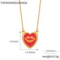 304 Stainless Steel Artificial Pearl 18K Gold Plated Simple Style Artistic Enamel Plating Inlay Lips Round Heart Shape Artificial Pearls Earrings Necklace sku image 6