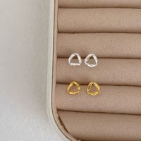 1 Pair Simple Style Solid Color Plating Sterling Silver Gold Plated Ear Studs main image 4