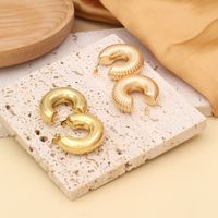 1 Pair Elegant Simple Style C Shape Polishing Plating 304 Stainless Steel 18K Gold Plated Ear Studs main image 2