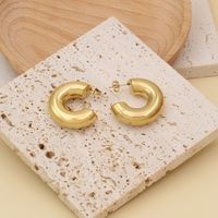 1 Pair Elegant Simple Style C Shape Polishing Plating 304 Stainless Steel 18K Gold Plated Ear Studs main image 5
