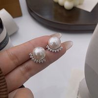 1 Pair Simple Style Round Inlay Sterling Silver Pearl Ear Studs main image 2