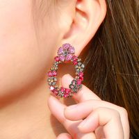 1 Pair Elegant Vintage Style Flower Plating Inlay Copper Zircon White Gold Plated Rhodium Plated Drop Earrings main image 9