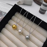 Sterling Silver Casual Chain Round Pearl Pendant Necklace main image 5