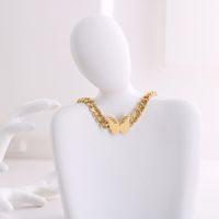 304 Stainless Steel 18K Gold Plated Cute Retro Plating Butterfly Necklace main image 2