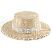 Women's Elegant Simple Style Solid Color Pearl Big Eaves Sun Hat sku image 2