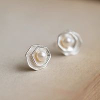 1 Pair Simple Style Flower Plating Inlay Sterling Silver Pearl Ear Studs main image 2