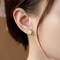 1 Pair Simple Style Flower Plating Inlay Sterling Silver Pearl Ear Studs main image 3