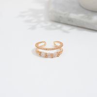 Copper 18K Gold Plated Casual Simple Style Plating Inlay Grain Zircon Open Rings main image 2