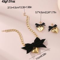 Sweet Simple Style Heart Shape Bow Knot Alloy Women's Earrings Necklace main image 2