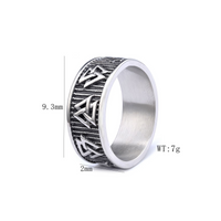 Hip-Hop Streetwear Triangle 304 Stainless Steel Carving Men's Rings main image 2