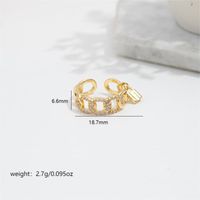 Copper 18K Gold Plated Casual Simple Style Plating Inlay Grain Zircon Open Rings sku image 4