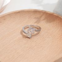 Copper White Gold Plated Elegant Simple Style Plating Inlay Solid Color Zircon Open Rings main image 2