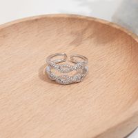 Copper White Gold Plated Elegant Simple Style Plating Inlay Solid Color Zircon Open Rings main image 5