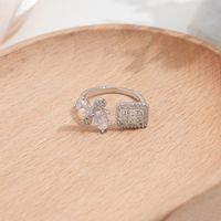 Copper White Gold Plated Elegant Simple Style Plating Inlay Solid Color Zircon Open Rings main image 3