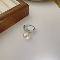Sterling Silver Casual Inlay Solid Color Pearl Rings main image 2