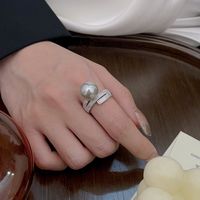Sterling Silver Casual Inlay Solid Color Pearl Rings sku image 2