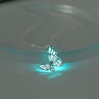Copper Romantic Sweet Luminous Butterfly Pendant Necklace sku image 6