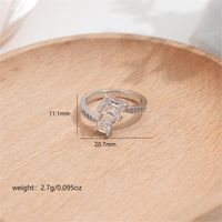 Copper White Gold Plated Elegant Simple Style Plating Inlay Solid Color Zircon Open Rings sku image 1