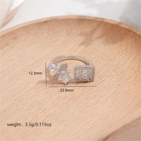 Copper White Gold Plated Elegant Simple Style Plating Inlay Solid Color Zircon Open Rings sku image 3