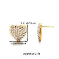 1 Pair Cute Simple Style Shiny Heart Shape Inlay 304 Stainless Steel Zircon 18K Gold Plated Ear Studs sku image 1