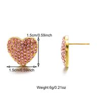 1 Pair Cute Simple Style Shiny Heart Shape Inlay 304 Stainless Steel Zircon 18K Gold Plated Ear Studs main image 2