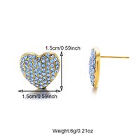 1 Pair Cute Simple Style Shiny Heart Shape Inlay 304 Stainless Steel Zircon 18K Gold Plated Ear Studs sku image 4
