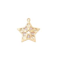 1 Piece 20 * 19mm Copper Zircon 18K Gold Plated White Gold Plated Star Polished Pendant main image 7