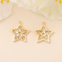 1 Piece 20 * 19mm Copper Zircon 18K Gold Plated White Gold Plated Star Polished Pendant main image 5