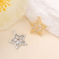 1 Piece 20 * 19mm Copper Zircon 18K Gold Plated White Gold Plated Star Polished Pendant main image 6
