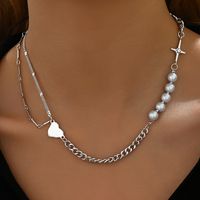 Wholesale Jewelry Basic Modern Style Classic Style Geometric Heart Shape Artificial Pearl Alloy Pendant Necklace main image 3