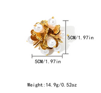 Elegant Lady Classic Style Flower 304 Stainless Steel Gold Plated Artificial Pearls Open Rings In Bulk main image 2