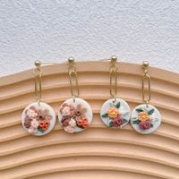 1 Pair Pastoral Flower Handmade Soft Clay Drop Earrings main image 3