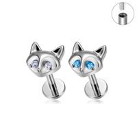 1 Piece Ear Cartilage Rings & Studs Modern Style Simple Style Fox Solid Color Titanium Alloy Inlay Zircon Lip Rings Ear Cartilage Rings & Studs main image 7