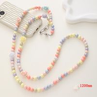 Sweet Simple Style Round Flower Bow Knot Arylic Beaded Mobile Phone Chain sku image 2