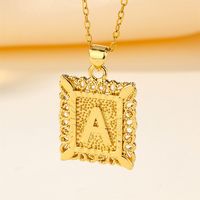 Copper 18K Gold Plated Casual Hollow Out Letter Pendant Necklace main image 9