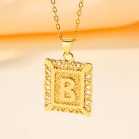Copper 18K Gold Plated Casual Hollow Out Letter Pendant Necklace sku image 2
