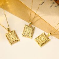 Copper 18K Gold Plated Casual Hollow Out Letter Pendant Necklace main image 5
