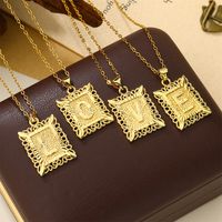 Copper 18K Gold Plated Casual Hollow Out Letter Pendant Necklace main image 3