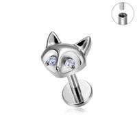 1 Piece Ear Cartilage Rings & Studs Modern Style Simple Style Fox Solid Color Titanium Alloy Inlay Zircon Lip Rings Ear Cartilage Rings & Studs sku image 1