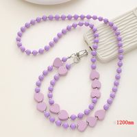 Sweet Simple Style Round Flower Bow Knot Arylic Beaded Mobile Phone Chain sku image 4