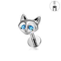 1 Piece Ear Cartilage Rings & Studs Modern Style Simple Style Fox Solid Color Titanium Alloy Inlay Zircon Lip Rings Ear Cartilage Rings & Studs sku image 4