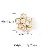 Elegant Lady Classic Style Flower 304 Stainless Steel Gold Plated Artificial Pearls Rings In Bulk main image 2