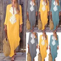 Women's Sheath Dress Streetwear V Neck Printing Long Sleeve Printing Maxi Long Dress Daily main image 1