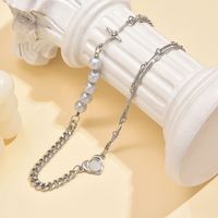 Wholesale Jewelry Basic Modern Style Classic Style Geometric Heart Shape Artificial Pearl Alloy Pendant Necklace main image 4