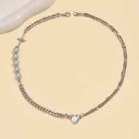 Wholesale Jewelry Basic Modern Style Classic Style Geometric Heart Shape Artificial Pearl Alloy Pendant Necklace sku image 1