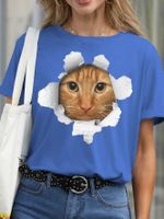 Mujeres Playeras Manga Corta Camisetas Impresión Estilo Simple Gato sku image 7