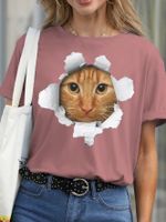 Mujeres Playeras Manga Corta Camisetas Impresión Estilo Simple Gato sku image 19