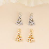 1 Piece 12 * 7mm Copper Zircon 18K Gold Plated White Gold Plated Christmas Tree Polished Pendant main image 8
