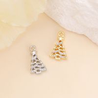 1 Piece 12 * 7mm Copper Zircon 18K Gold Plated White Gold Plated Christmas Tree Polished Pendant main image 3